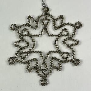 Vtg 1950s German Wire Snowflake Ornament Tinsel Beaded Star 7" Holiday Decor
